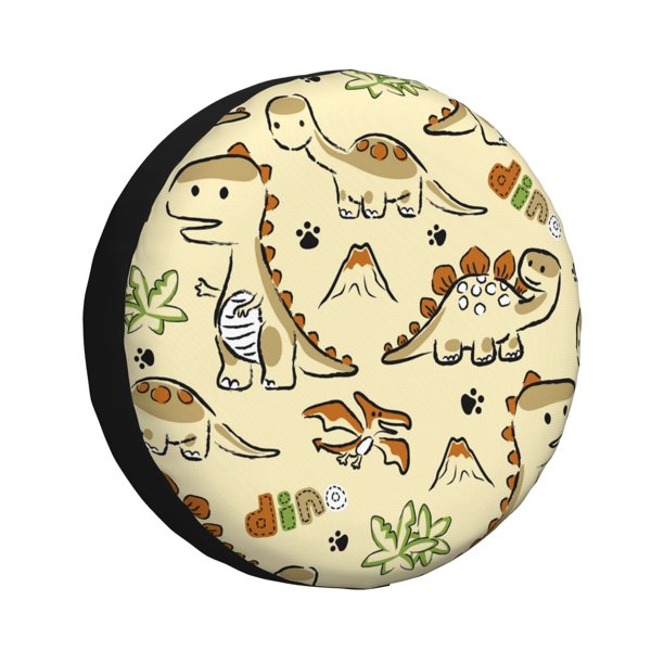 Fotbe Cartoon Dinosaurs Funda de Llanta de Repuesto con Estampado, Engrosada, Ajuste Universal para Jeep, Remolque, RV, SUV, Camión-15 inch