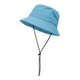 thumbnail image 3 of Toptie UV Sun Protection Bucket Hat for Women Summer Outdoor Adjustable Beach Sun Hat with Chin Strap-Blue, 3 of 7