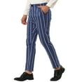 thumbnail image 5 of Lars Amadeus Men's Dress Stripe Pants Slim Fit Flat Front Business Trousers, 5 of 6