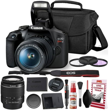 Canon Rebel T7 DSLR Camera with 18-55mm Lens Kit and Carrying Case, Creative Filters, Cleaning Kit, and More(International Model)