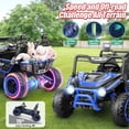 thumbnail image 3 of Funcid 24V Ride on Toys, 2-Seater Ride on cars with Remote Control, Metal Frame, Electric Car for Kids, Power UTV Wheels with Key Start, Storage Bag, Bluetooth, Music, Spring Suspension Blue, 3 of 9