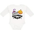 thumbnail image 3 of Inktastic Happy Halloween Bat, Witch Hat, Jack O Lantern Boys or Girls Long Sleeve Baby Bodysuit, 3 of 5
