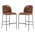 thumbnail image 2 of GZXS Modern Industrial Bar Stools Set of 2, 29"H Armless Pub Chairs with Faux Leather Upholstered Seat, Ergonomic Backrest and Metal Legs for Home Counter, Café, Kitchen Island (Brown), 2 of 8