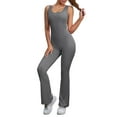 thumbnail image 2 of INSPIRE CHIC Women's Hollow Back Bodysuit One Piece Body Full Suit Long Pants Leggings Workout Fitness Catsuit XL Gray, 2 of 5