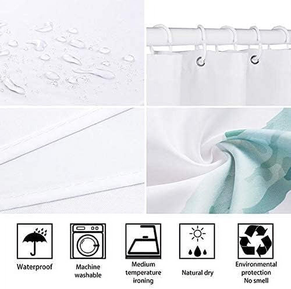 Sea Turtle Shower Curtain Coastal Beach Decoration Nautical Shower Curtains for Bathroom, Blue Ocean Teal Fabric Bath Curtains Set with 12 Hooks, 72X72in