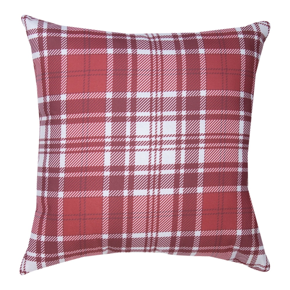 Plaid Holiday Mrs Clause Climaweave Pillow 18" Indoor/Outdoor