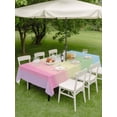 thumbnail image 2 of Rectangle Outdoor Tablecloth With Umbrella Hole And Zipper– Rainbow Minimalnist Stripe Waterproof Patio Table Cover for Party, Picnic, Backyard, 60"x84" , Candy Texture, 2 of 8