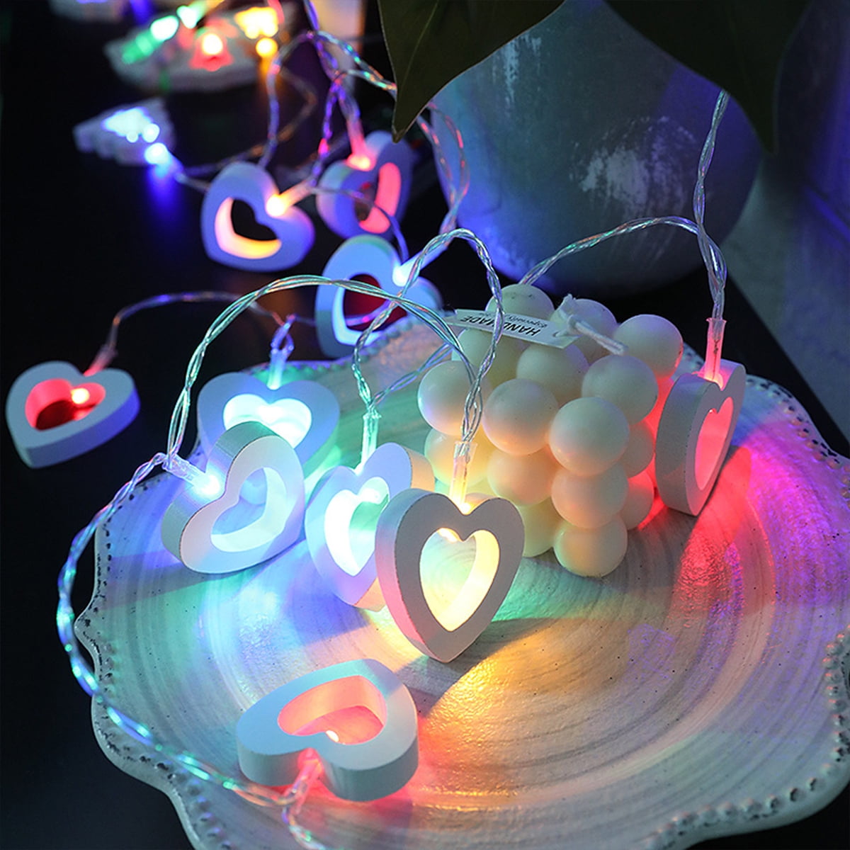 Wooden Heart Fairy String Light Valentine's Day Heart Shaped String ...