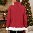 thumbnail image 5 of Chandails d'Automne et d'Hiver Grande Taille pour Femmes, Mode Féminine Décontractée, Col Roulé Imprimé, Haut à Manches Longues, Chandail, Chandails à Capuchon Amusants, Rouge, TG, 5 of 5