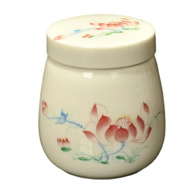 pitrice Tea In Chinese Style Pattern Small Storage Container Organization Lid Coddled Cups Ceramic Material for Kitchen Spice Style 1