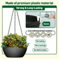 thumbnail image 4 of 2 Pack Hanging Planters for Indoor Outdoor Plants, 9 Inch Flower Pots with Drainage Holes and Chains, Plastic Hanging Baskets with S-Hooks and Ceiling Hooks for Home and Garden Decor（Black）, 4 of 8