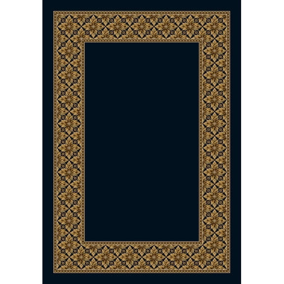 Milliken Blue Bordered Area Rug Copernicus Sapphire II - Aprx 5' 4" x 7' 8"