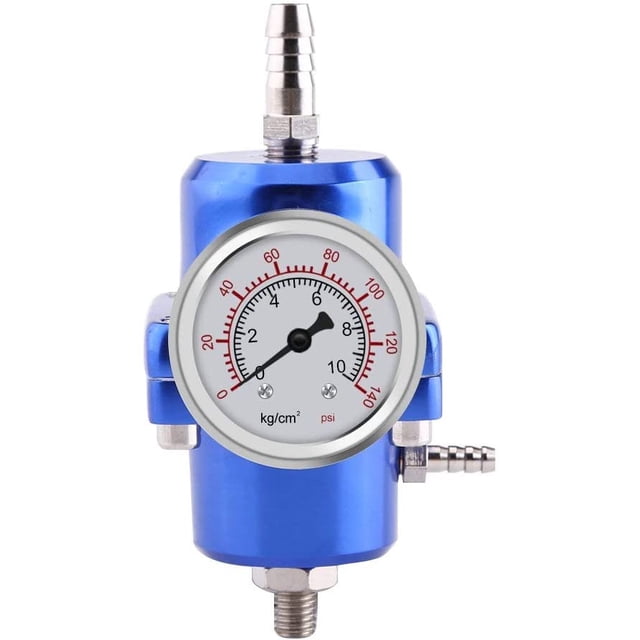 Regulador de presión de combustible, kit de manguera de manómetro del regulador de presión de combustible, manómetro ajustable de 0-140 psi (azul) Kuyhfg Sin marca