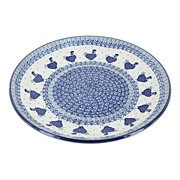 Blue Rose Polish Pottery Barnyard Rooster Dinner Plate