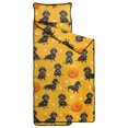thumbnail image 2 of Dachshund Dog Paw Print Yellow Pattern Teens Toddler Nap Mat with Pillow, Sleeping Mat Bag for Preschool Daycare 60"x20", 2 of 6