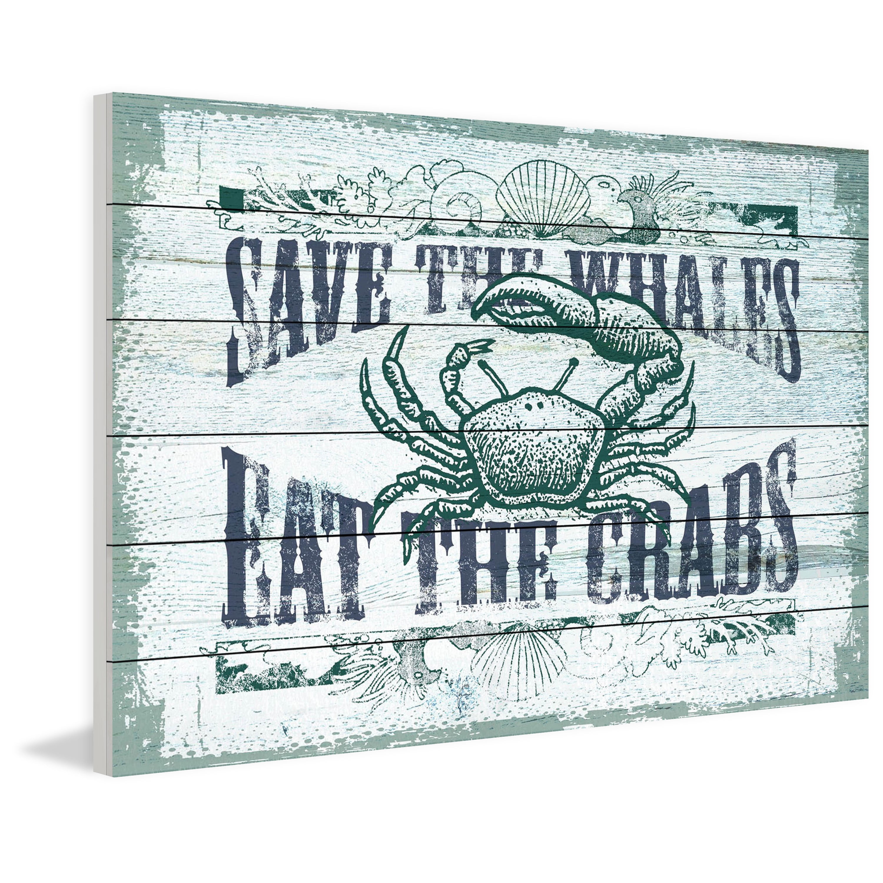Marmont Hill "Save Whales" Painting Print on White Wood