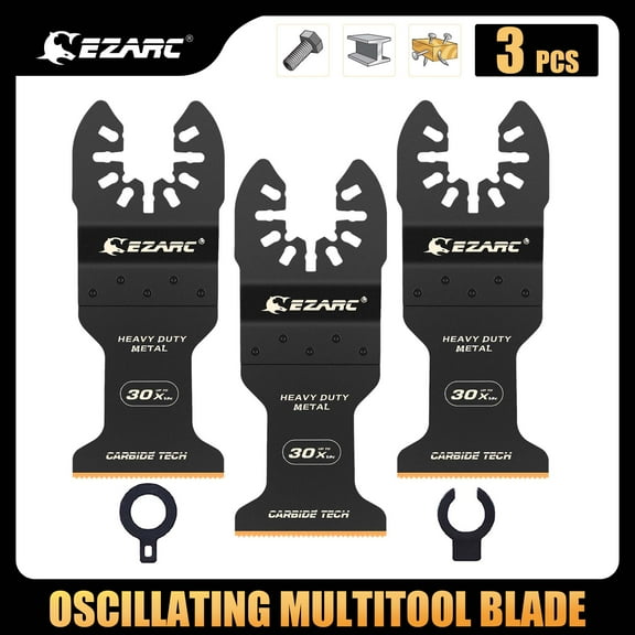 EZARC Oscillating Tool Blades Carbide Multitool Saw Blades for Hard Material, Hardened Metal, Nails, Bolts and Screws, 3PK