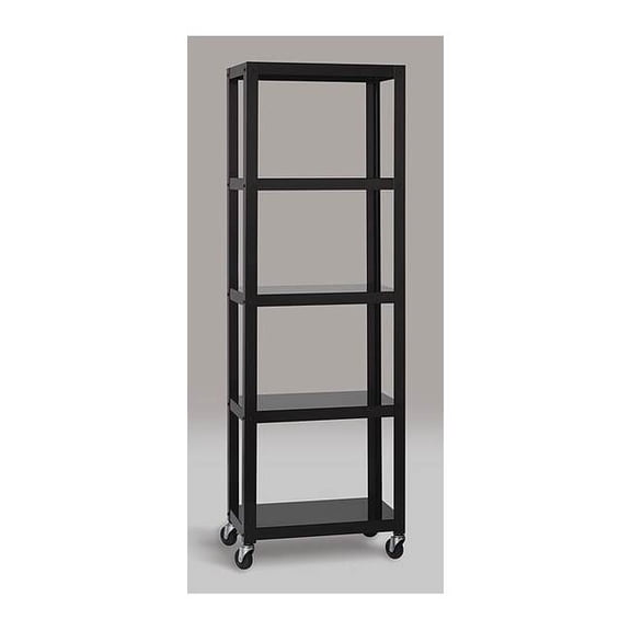 Space Solutions Ready-to-Assemble 72"H Mobile 5-Shelf Bookcase in Black