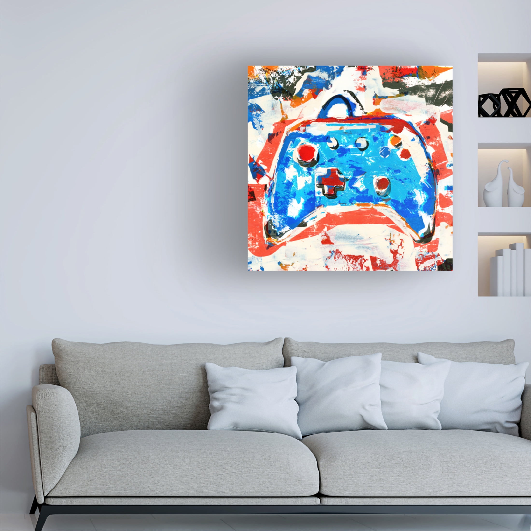 Canvas Wall Art - Annie Warren 'Bold Gamer I' Wall Art for Living Room, Bedroom, or Office Décor by Trademark Fine Art - 24 x 24 Inches