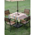 thumbnail image 3 of Outdoor Tablecloth with Umbrella Hole and Zipper, Easter Bunny Square Table Cloth 54x54 Inch Waterproof Tablecloth, Eggs Cute Rabbit Pink Wooden Grain Farm Picnic Table Cover for Patio Camping, 3 of 7
