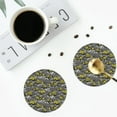 thumbnail image 4 of Lsque Modern Yellow Excavator Pattern 4" Drink Coasters Set of 4, PVC Leather Absorbent Coasters, Table Coaster Set Decorative Coffee Cup Coasters Housewarming Gift -Round Shape, 4 of 6