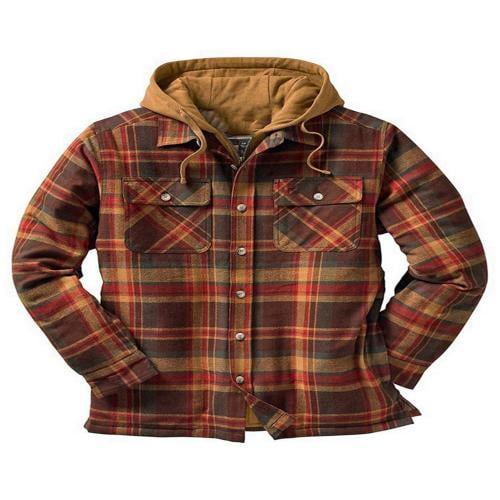 QILINXUAN Men's Flannel Shirt Jacket with Hooded Thicken Warm 