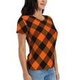 thumbnail image 4 of Halloween Shirts for Women, plaid halloween Womens Tops Casual T Short Sleeve Shirts Halloween Party Costume, 4 of 6