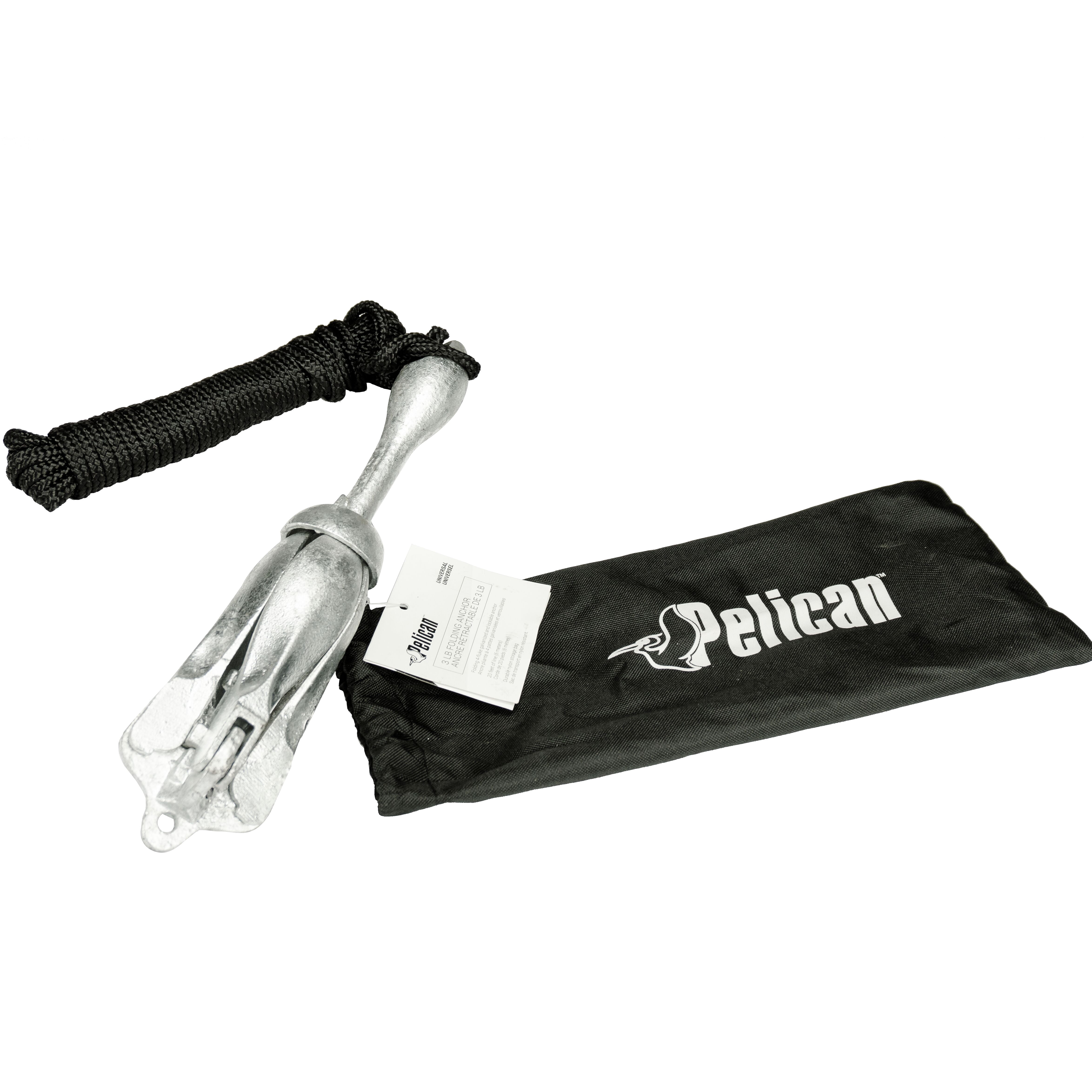 Pelican , 3 lb Folding Anchor, Galvanized Aluminum, Black