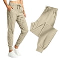 thumbnail image 2 of PWPSG Women's Elastic-Waist Jogger Pants, Soft Drawstring Waist and Handy Side Pockets for Comfortable Daily Outdoor Commute Beige XXL, 2 of 9
