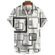 thumbnail image 5 of Camisa hawaiana con estampado geométrico para hombre, blusa holgada de manga corta con estampado 3D y empalmes coloridos, camisas hawaianas con solapa, 5 of 5