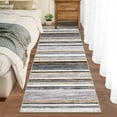 thumbnail image 3 of GlowSol 2'x6' Runner Rug Modern Striped Hallway Kitchen Runner Rugs Non-Slip Low Pile Bedroom Rug for Laundry Room, Gray/Brown, 3 of 8