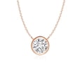 thumbnail image 1 of Angara Collier en Diamant Naturel - Collier Solitaire en Diamant Rond avec Lunette en Or Rose 14K pour Femmes, 1 of 10