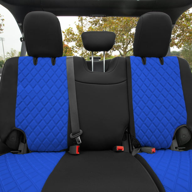 TLH Blue Rear Neoprene Waterproof Custom Fit Seat Covers for 2018-2021 Jeep  Wrangler JL 4DR 