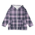 thumbnail image 5 of fnnxnal Big Girls 8T Purple Plaid Zip-Up Jacket - Hooded, Machine Washable, Great for Spring Fall Outdoor Play, 5 of 6