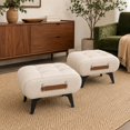 thumbnail image 2 of SOULART Leather Storage Stool with Metal Legs & Handles, Modern Square Footrest Ottoman with Hidden Storage for Living Room, White, 2 of 9
