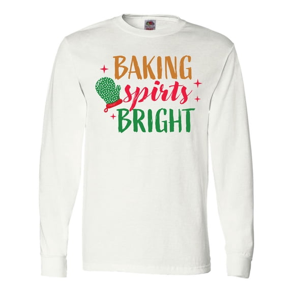 Inktastic Christmas Baking Spirits Bright with Green Oven Mit Long Sleeve T-Shirt