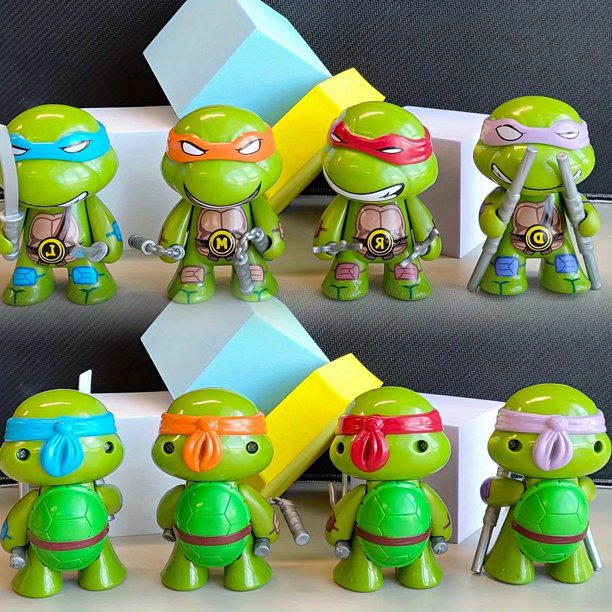 4 muñecas de tortuga de anime hechas a mano: decoración de coche perfecta para los amantes del anime.