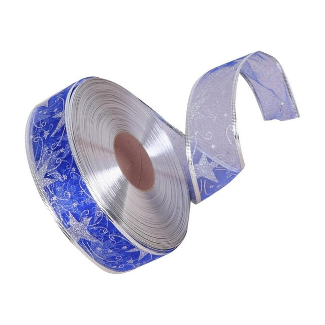 Shengyu Christmas Ribbon Decorative Ribbon for Wreath Style Tree A Christmas Handmade Crafts Blue 100Yards