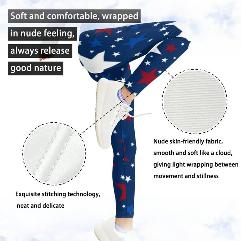FKELYI American Star Girls Leggings Size 8-9 Years Quick Drying Running  Yoga Pants High Waisted for Children Stretchy Patriotic Jogging Tights 