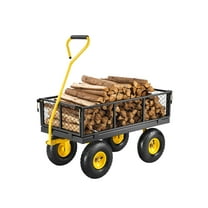 VEVOR 500 Lbs Steel Garden Cart, Heavy Duty Garden Wagon Cart Pullable on Wheels, Metal Yard Utility Wagon Carts with 10" All Terrain Tires, Mesh Removable Sides and 180°Rotating Handle