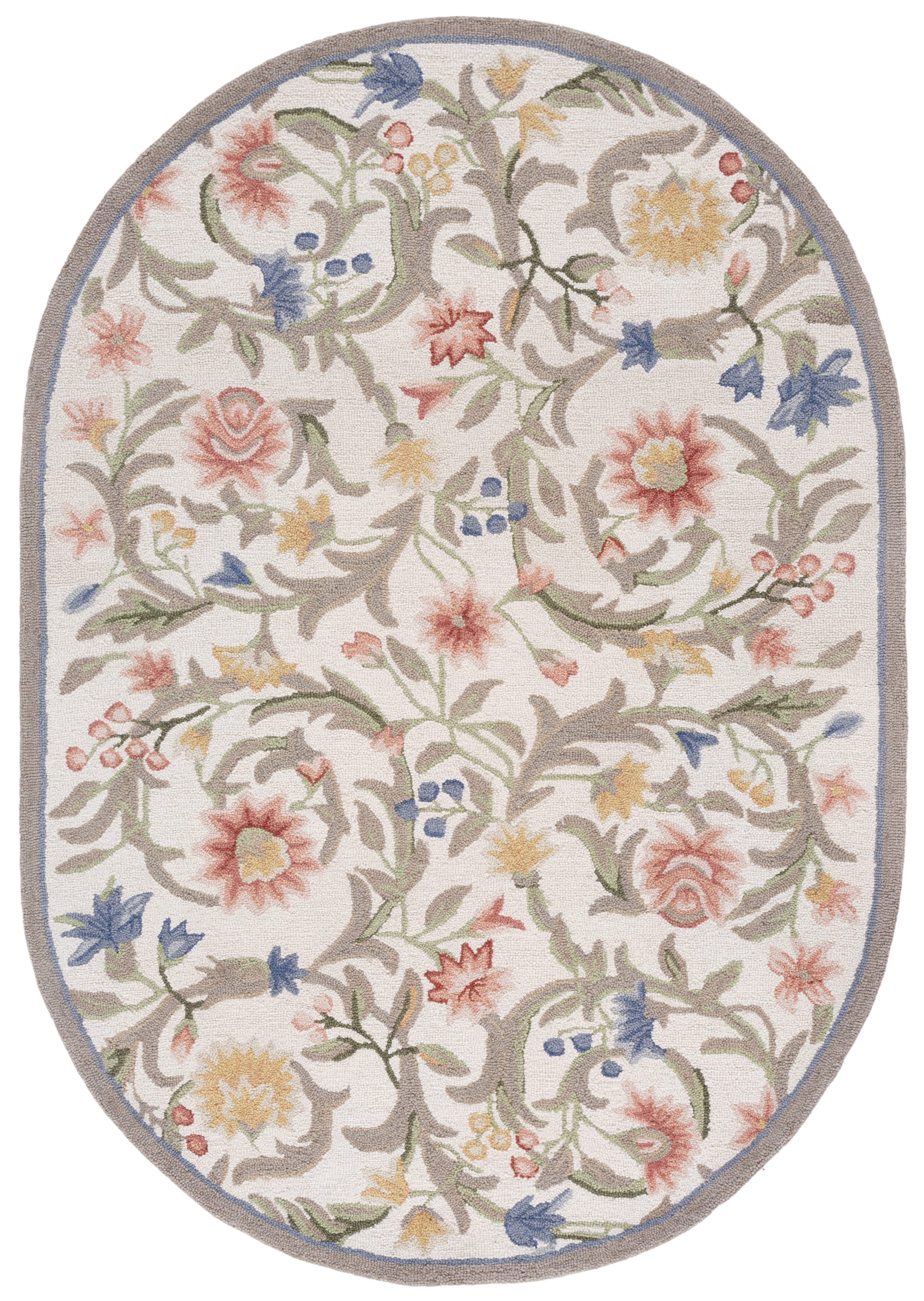 Safavieh Chelsea Baxter Bordered Wool Area Rug, Ivory, 6' x 9' Oval