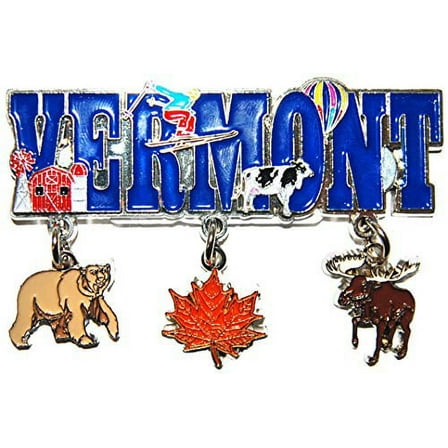 Vermont 3 Charm Dangle Metal Magnet