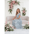 thumbnail image 5 of Women's Elegant Boho Floral Chiffon Maxi Dress Casual Summer V Neck Ruffle Short Sleeve Flowy Dresses, 5 of 6