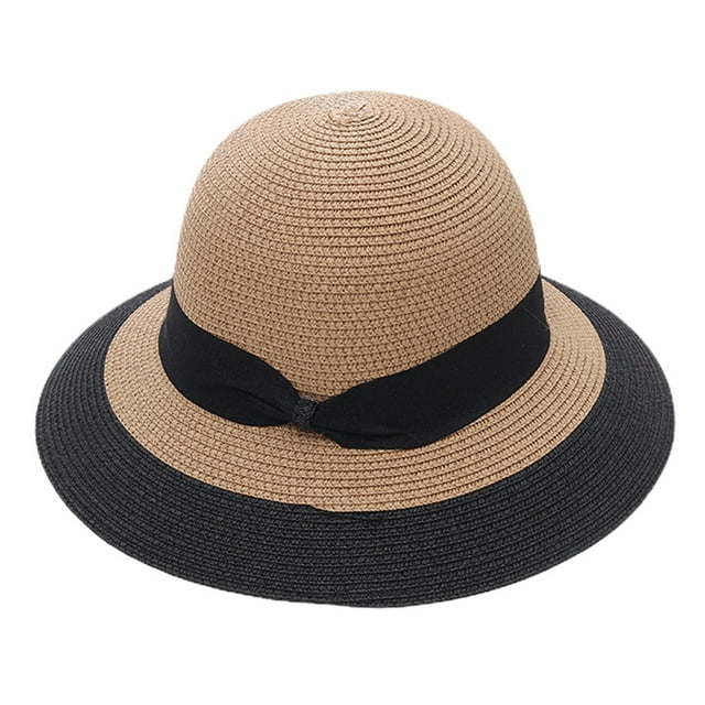 56-58 cm circunferencia del sombrero sombrero de paja de cúpula femenina verano ala grande playa vacaciones sombrero para el sol plegable protector solar sombrero para el sol