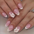 thumbnail image 1 of Uñas postizas adhesivas DAJIJIYOU de 24 piezas con diseño de lazo y punta francesa, 1 of 7