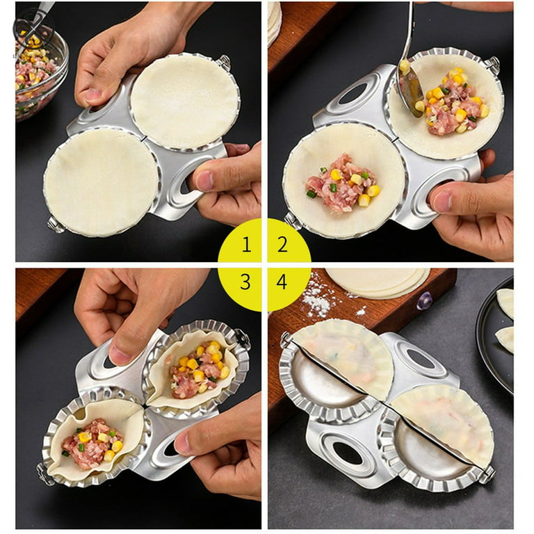Magic Dumpling Maker Kit, Set of 4 - Mold Ravioli, Empanadas, Momos,  Gyozas, Pot Stickers, Jamaican Beef Patties, Pierogi and Calzones - Wonton  Dough