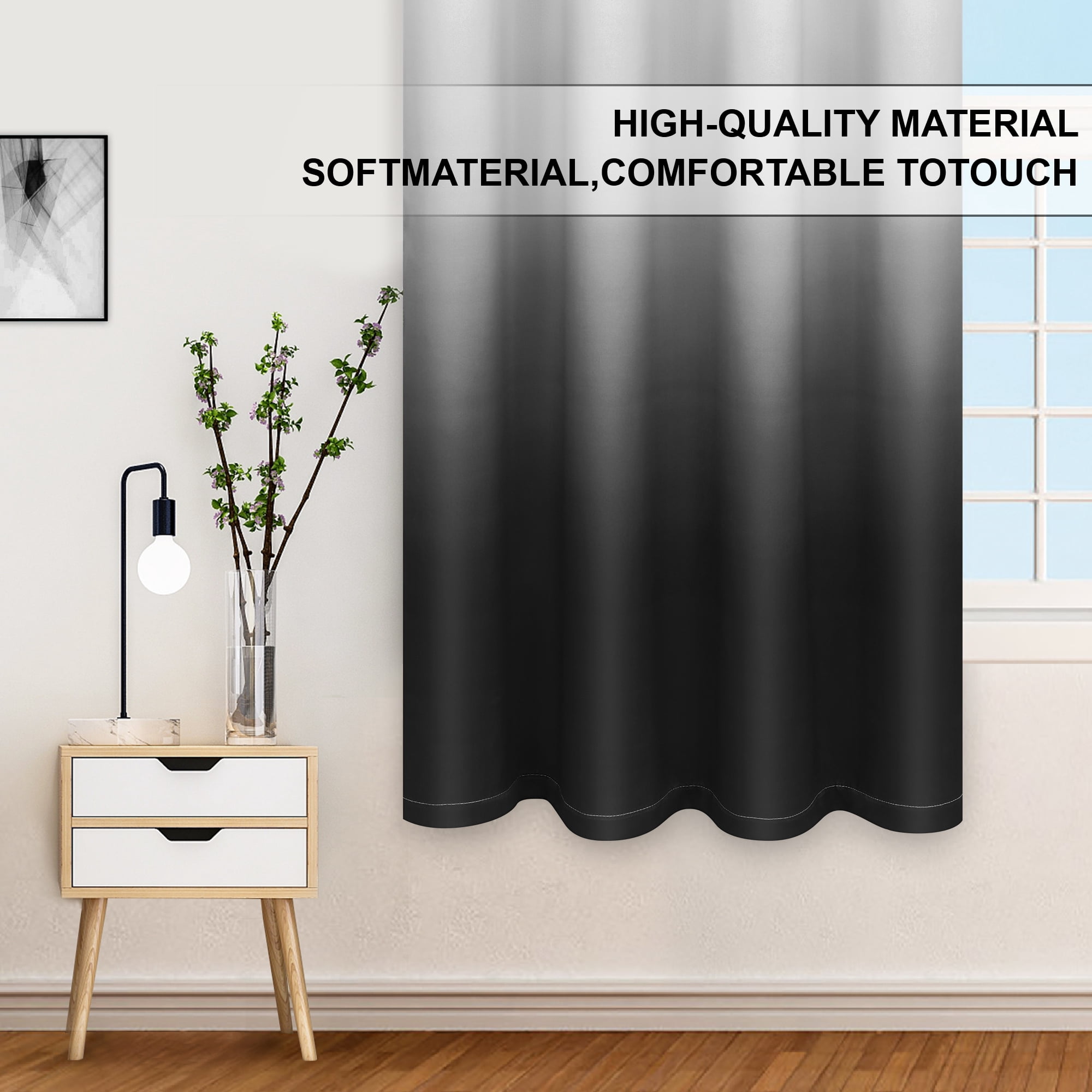 Alishomtll Room Darkening Black Blackout Curtains Grommet Window Drapes for Living Room Bedroom ,2 Panels of 52" W x 63" L