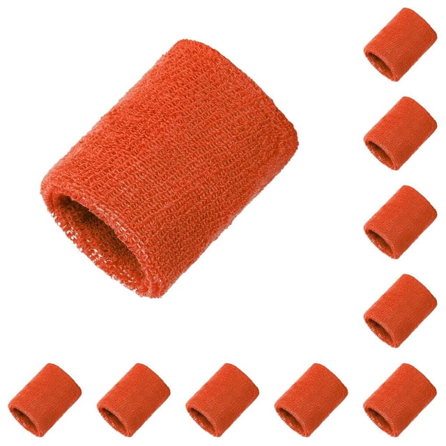 Greeniant Muñequera deportiva que absorbe el sudor muñequera elástica unisex para niños adultos, naranja rojo rojo naranja 10piezas