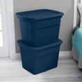 thumbnail image 4 of Sterilite Lidded Stackable 18 Gallon Storage Tote Container, Blue, 8 Pack, 4 of 7