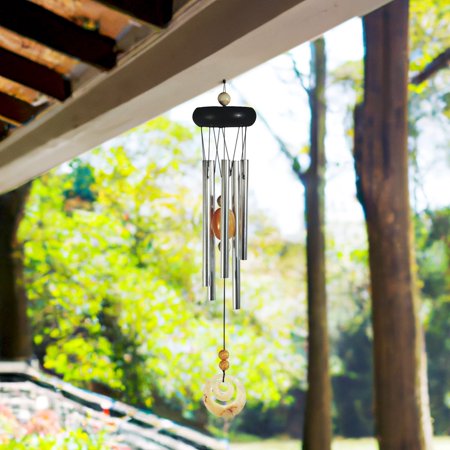 ICE ARMOR 20" Long Wooden Top Geode Wind Chime with Beige Gem